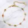 Pulseras de cuentas en colores pastel con fina cadena de acero inoxidable y baño de oro 18k
