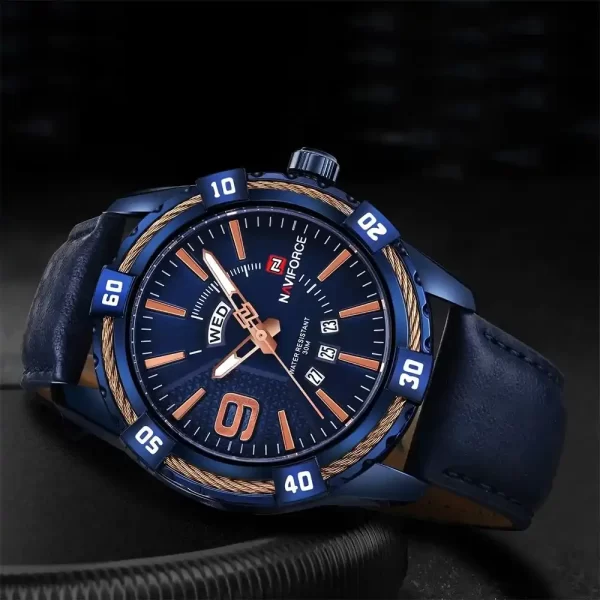 reloj-análogo-hombre-naviforce-nf9117l-azul Reloj para hombre de cuero Naviforce NF9117L azul