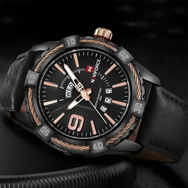 reloj-de-cuero-naviforce-nf9117l-hombre-color-negro-análogo Relojes para hombre elegantes – Naviforce NF9117l negro pulso de cuero
