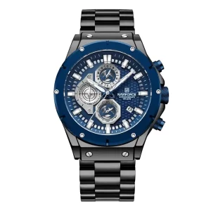 Reloj Para Hombre Precios - Naviforce NF8026 Negro Fondo y Bisel Azul