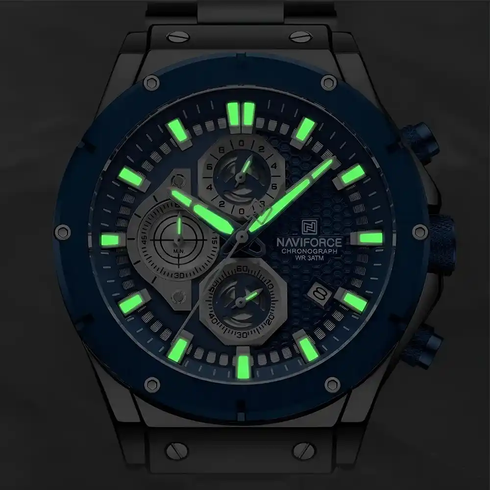 Reloj Para Hombre Económicos - Naviforce NF8026 Esfera y Bisel Azul Oscuro