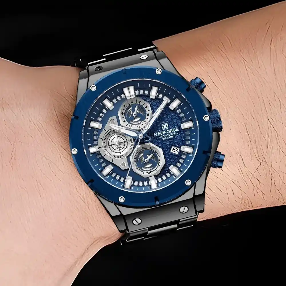 Reloj para Caballero Naviforce NF8026 Negro Carátula y Bisel Azul
