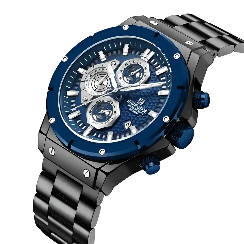 Reloj De Mano Hombre - Naviforce NF8026 Fondo y Bisel Azul