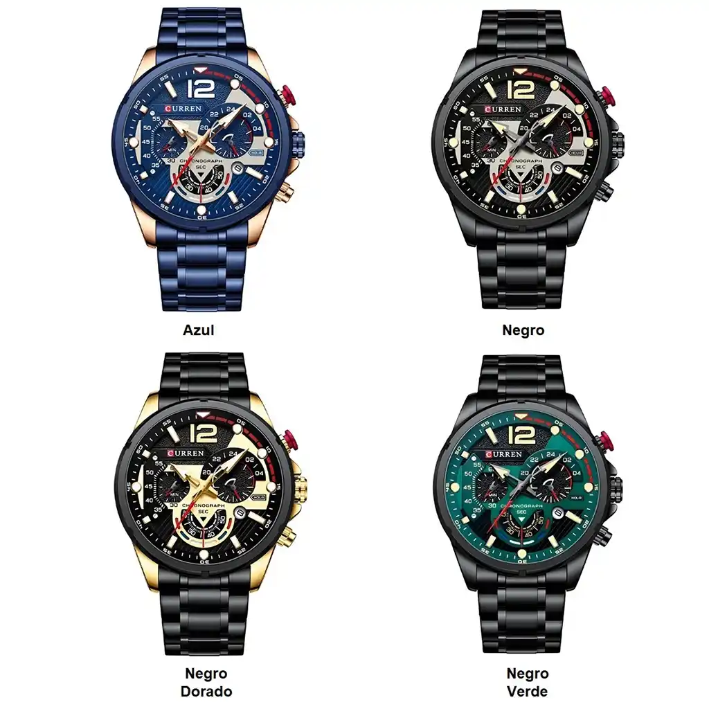Curren 8395 marca reloj hombre cronógrafo 4 Relojes Curren originales Colombia | Relojería FR